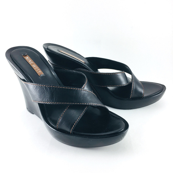 💥 SOLD 💥 Nine West MAYLIN Black Leather Wedge - Picture 4 of 7
